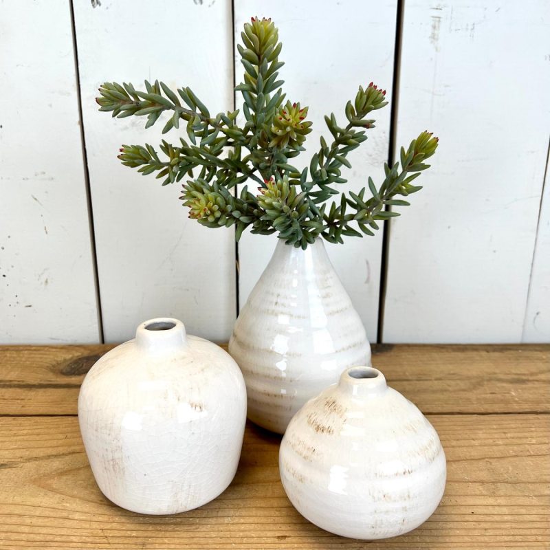 Pottery | Gloss White Vase – Set of 3 Home Decor Pottery