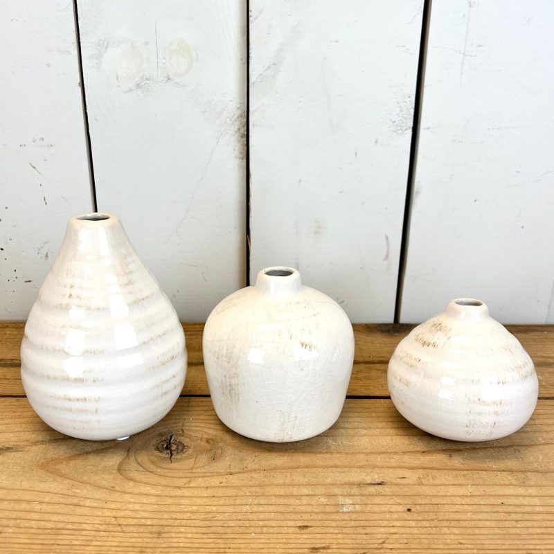 Pottery | Gloss White Vase – Set of 3 Home Decor Pottery