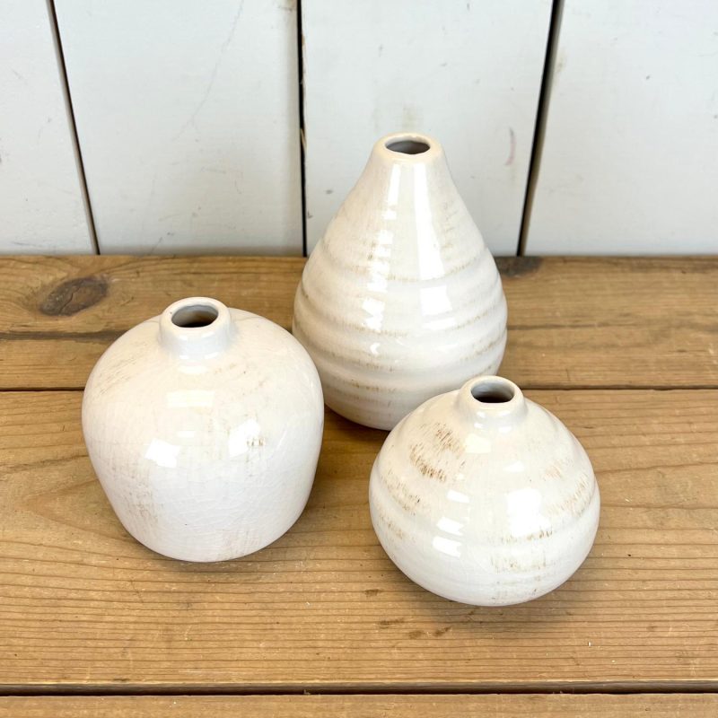 Pottery | Gloss White Vase – Set of 3 Home Decor Pottery