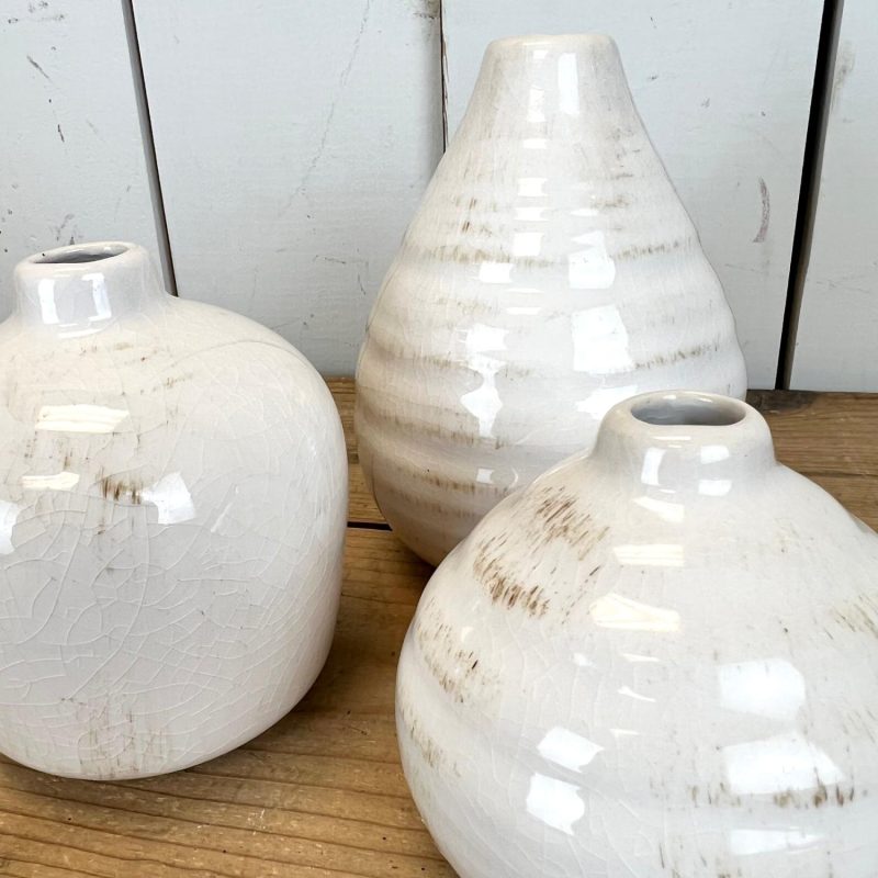 Pottery | Gloss White Vase – Set of 3 Home Decor Pottery