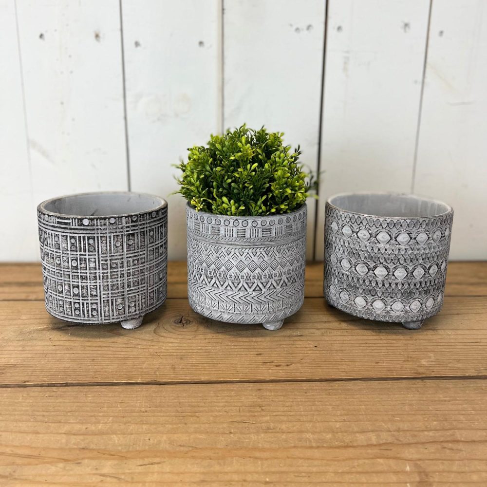 Pottery | Gray Geometric Print Pot, Three styles Home Decor Pottery