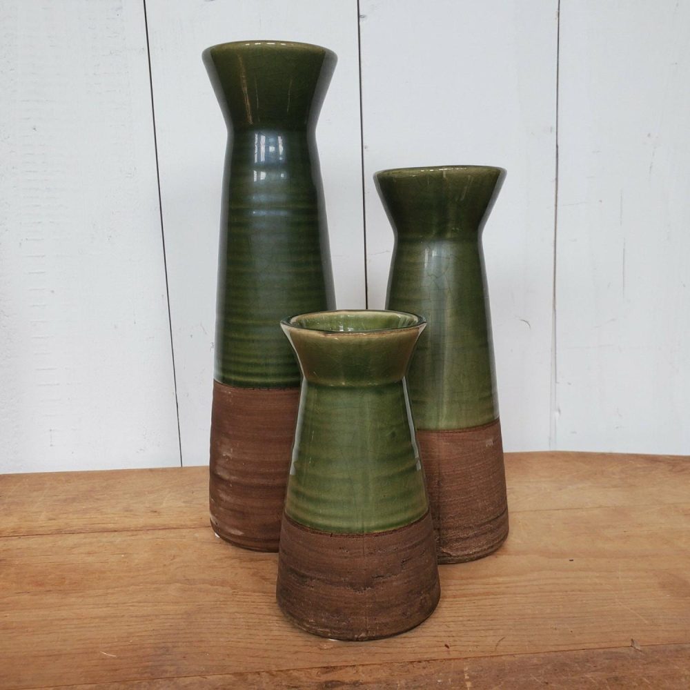 Pottery | Green and Brown Vases Home Decor Pottery