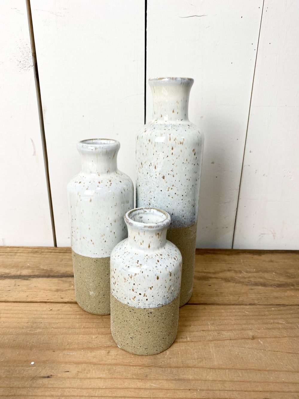 Pottery | Grey Blue Half Gloss Half Matte Bottles Home Decor Pottery