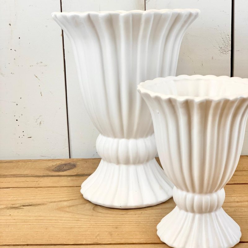 Pottery | Matte White Ribbed Urns Decorative Objects Decorative Objects