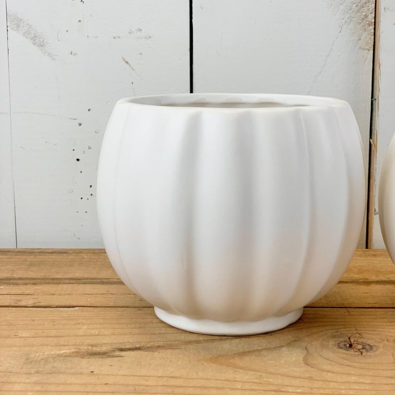 Pottery | Matte White Ribbed Vases Home Decor Pottery