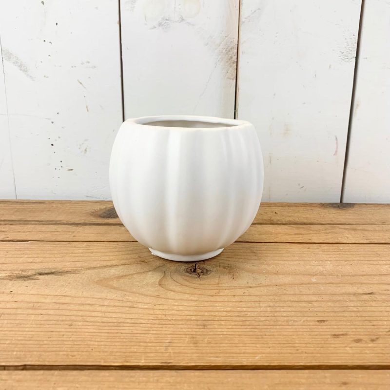 Pottery | Matte White Ribbed Vases Home Decor Pottery