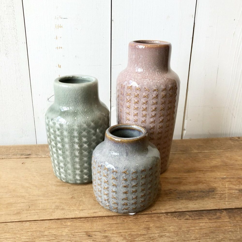 Pottery | Multi – Colored Bottle Vases Set of 3 Home Decor Pottery