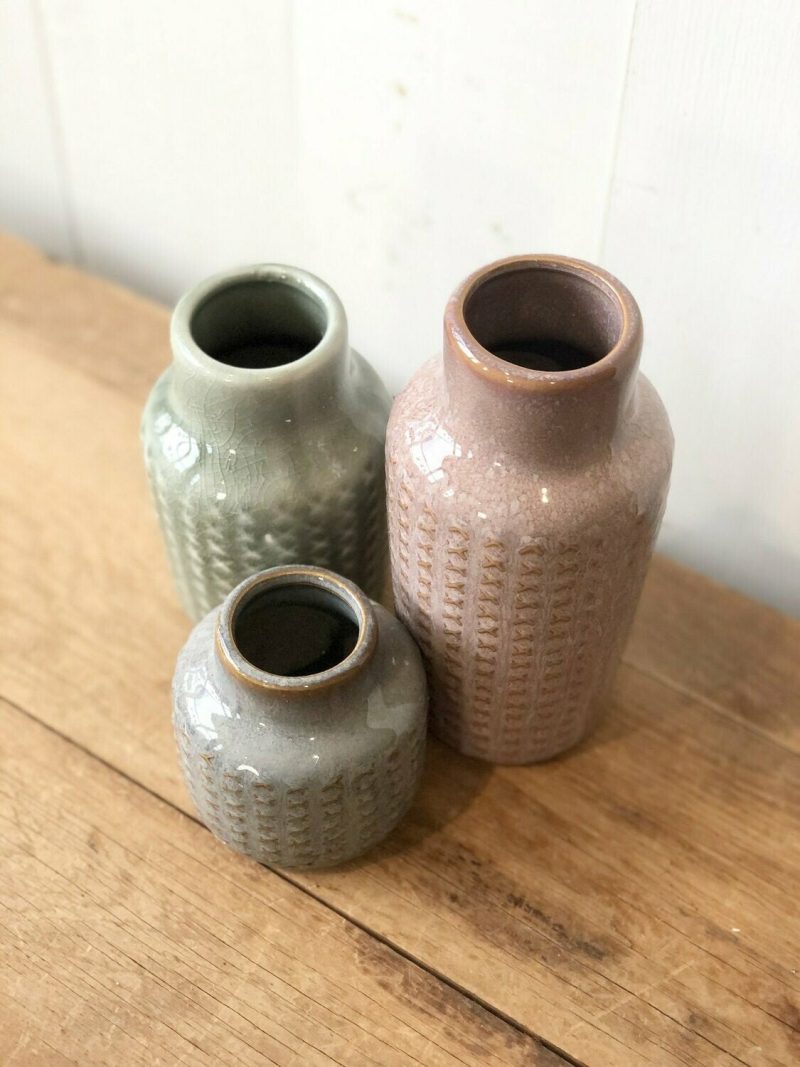 Pottery | Multi – Colored Bottle Vases Set of 3 Home Decor Pottery