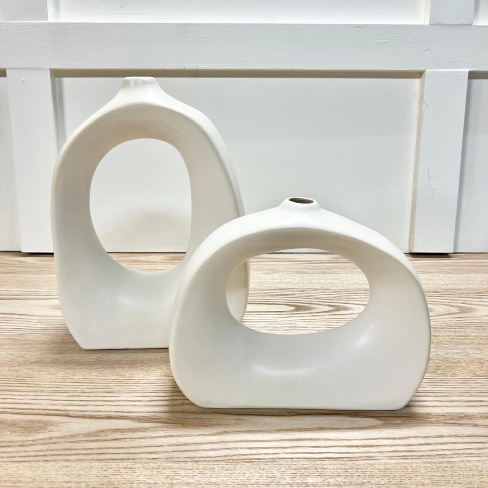 Pottery | Off White Donut Vases – Set of 2 Home Decor Pottery