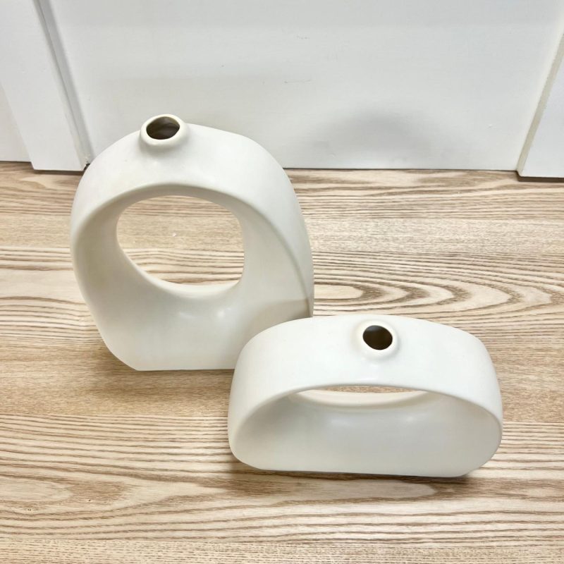 Pottery | Off White Donut Vases – Set of 2 Home Decor Pottery