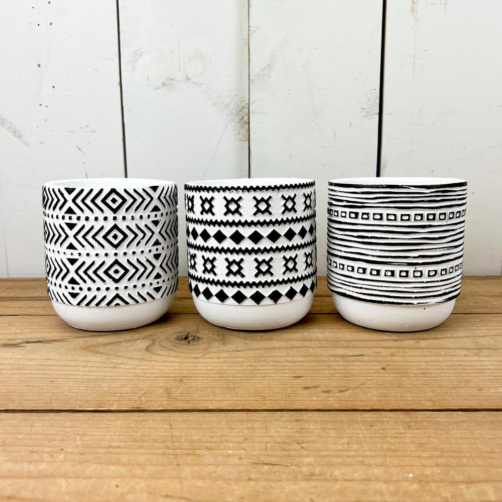 Pottery | Patterned Black and White Pots Home Decor Pottery