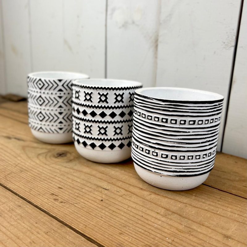 Pottery | Patterned Black and White Pots Home Decor Pottery