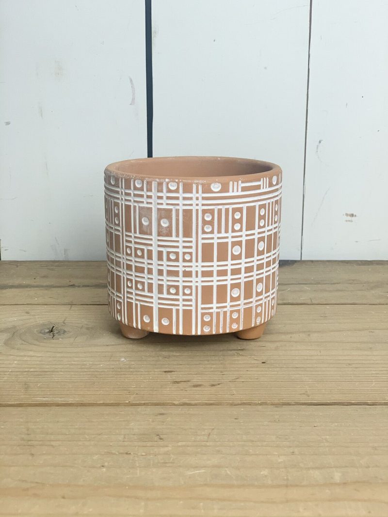 Pottery | Patterned Terracotta Pots with Legs Home Decor Pottery