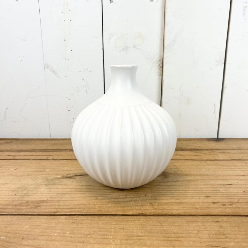 Pottery | Ribbed White Vases Home Decor Pottery