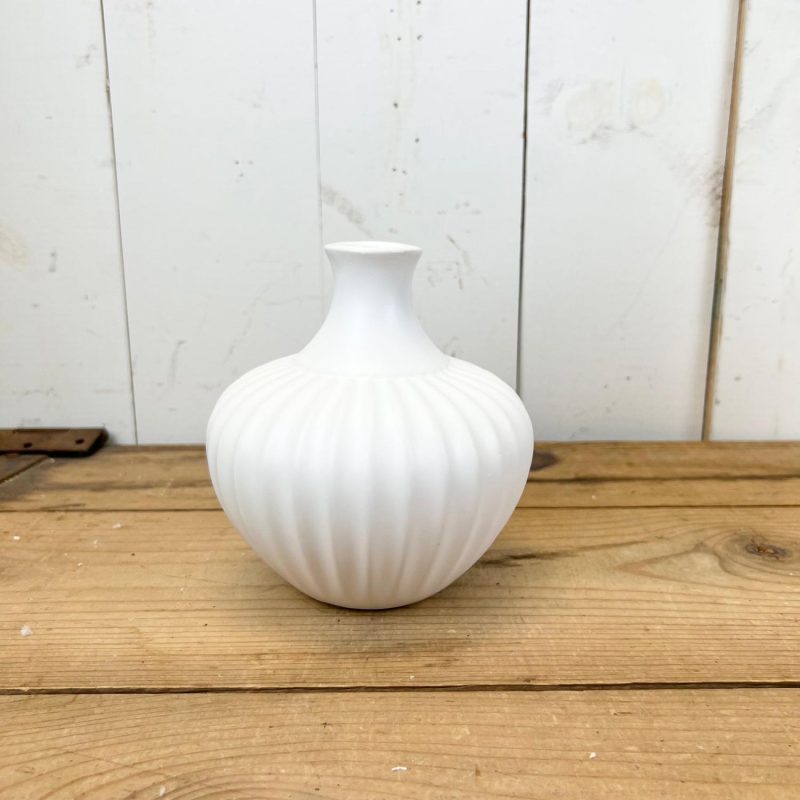 Pottery | Ribbed White Vases Home Decor Pottery