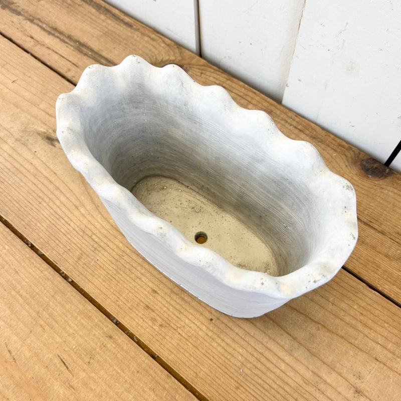 Pottery | Scalloped Oval Cement Pot Home Decor Pottery