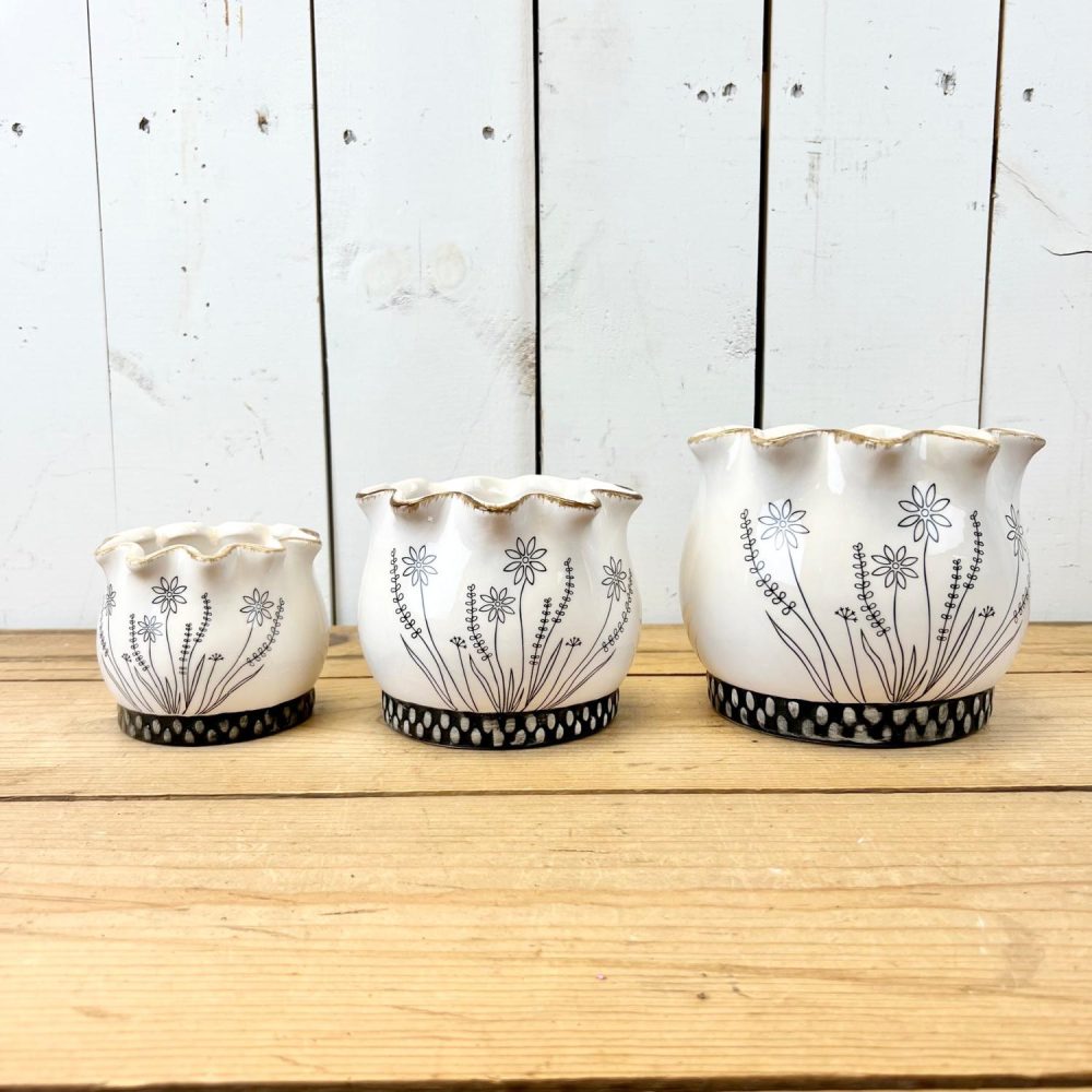 Pottery | Scalloped Wildflower Pots Home Decor Pottery