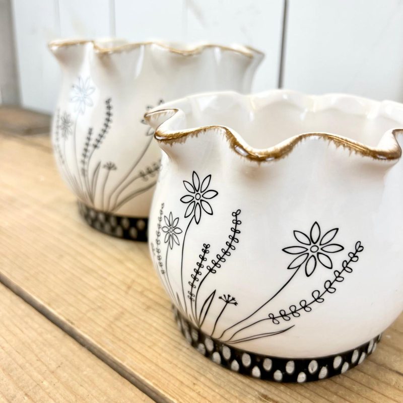 Pottery | Scalloped Wildflower Pots Home Decor Pottery