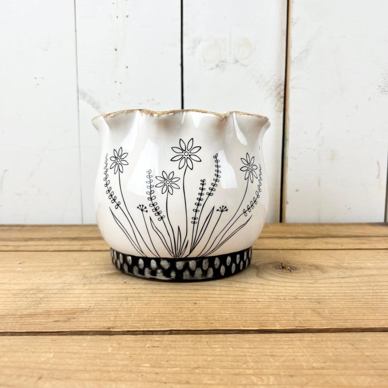 Pottery | Scalloped Wildflower Pots Home Decor Pottery