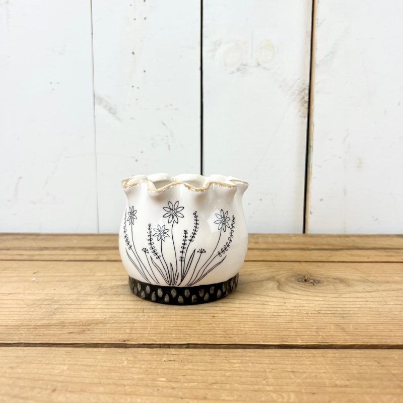 Pottery | Scalloped Wildflower Pots Home Decor Pottery