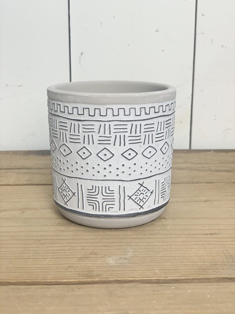 Pottery | Small Black and White Cement Patterned Pots Home Decor Pottery