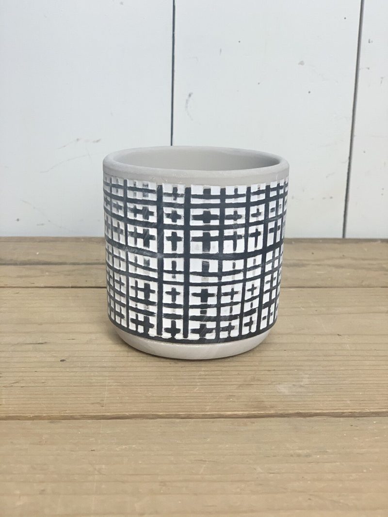 Pottery | Small Black and White Cement Patterned Pots Home Decor Pottery