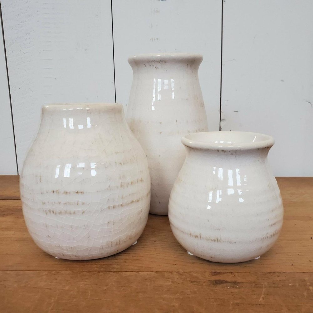 Pottery | Small Cream Bottles Home Decor Pottery