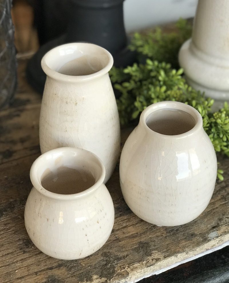 Pottery | Small Cream Bottles Home Decor Pottery