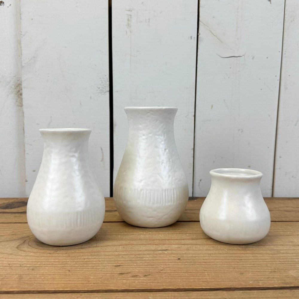 Pottery | Small White Set of 3 Vases Home Decor Pottery