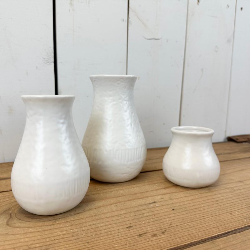 Pottery | Small White Set of 3 Vases Home Decor Pottery