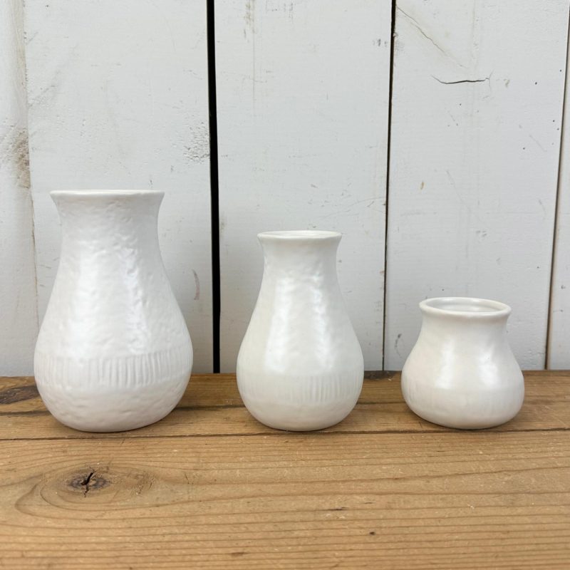 Pottery | Small White Set of 3 Vases Home Decor Pottery