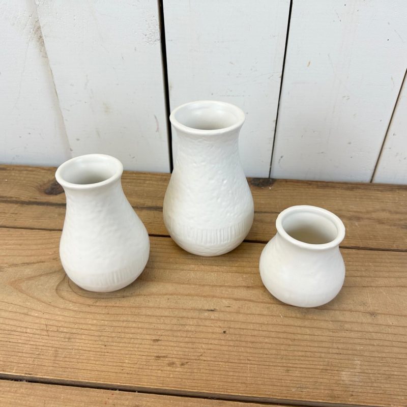 Pottery | Small White Set of 3 Vases Home Decor Pottery