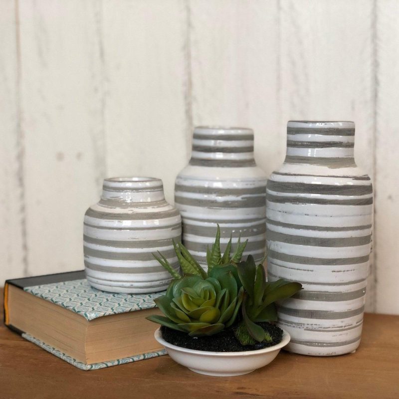 Pottery | Striped Bottle Vases Home Decor Pottery