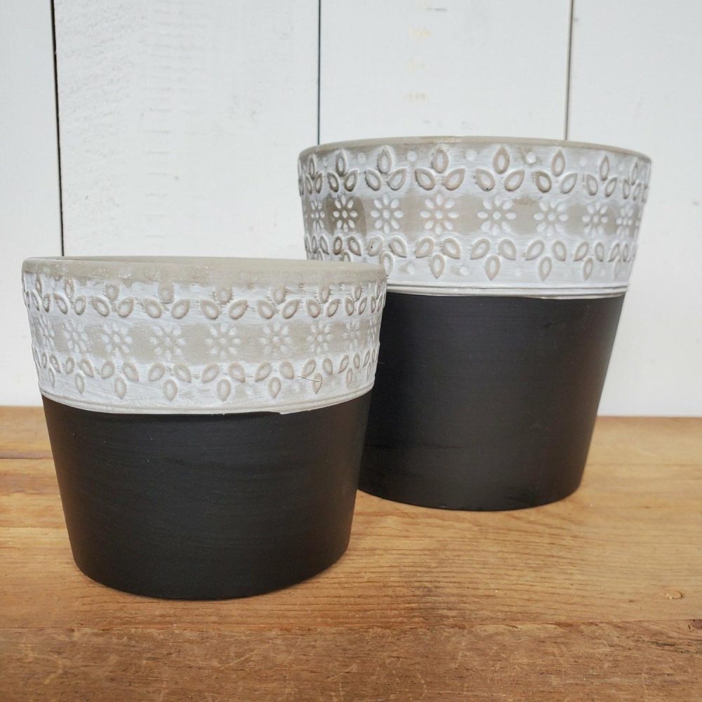 Pottery | Terracotta White and Black Flower Pots Home Decor Pottery