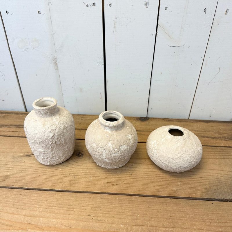 Pottery | Textured Bud Vases Set of 3 Home Decor Pottery