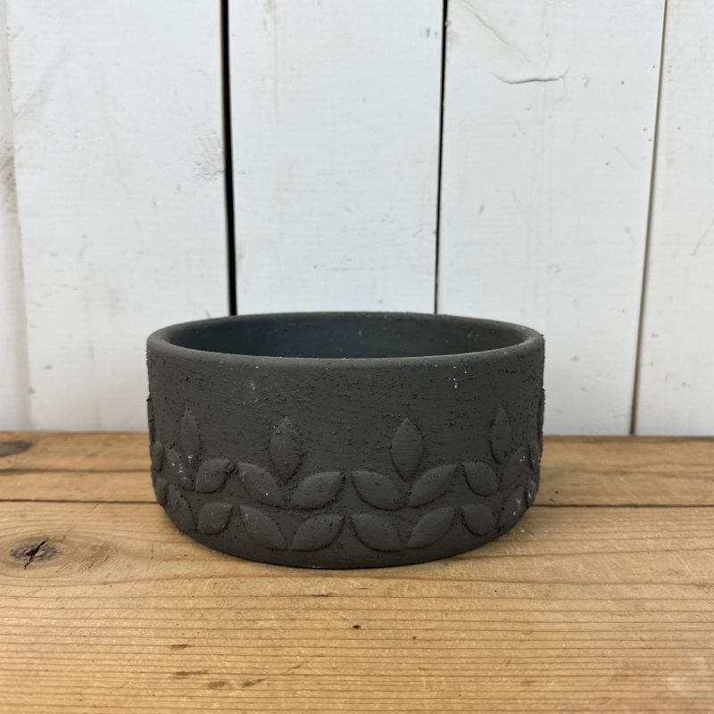 Pottery | Textured Charcoal Leaf Pots Home Decor Pottery