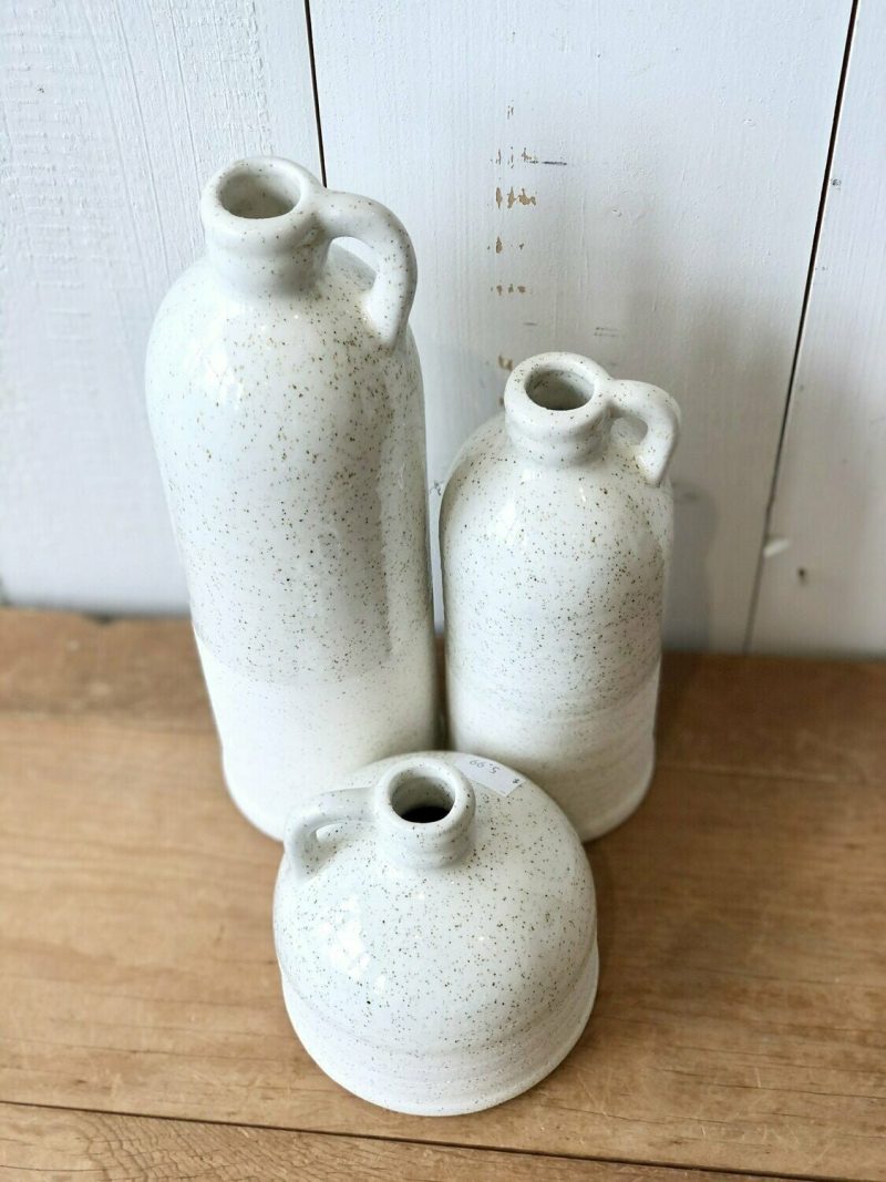 Pottery | Textured Cream Bottles Home Decor Pottery