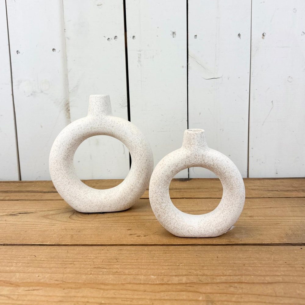 Pottery | Textured Donut Vases Set of 2 Home Decor Pottery