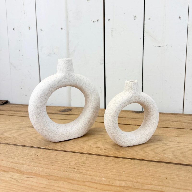 Pottery | Textured Donut Vases Set of 2 Home Decor Pottery