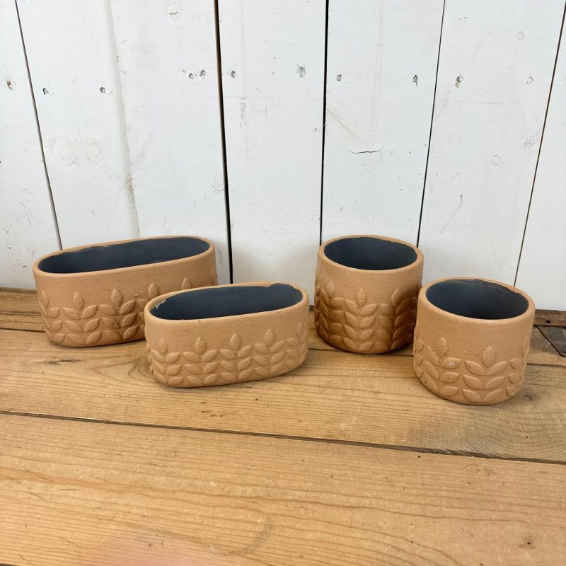 Pottery | Textured Terracotta Leaf Pots Home Decor Pottery