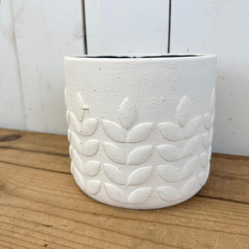 Pottery | Textured White Leaf Pots Home Decor Pottery