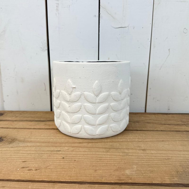 Pottery | Textured White Leaf Pots Home Decor Pottery