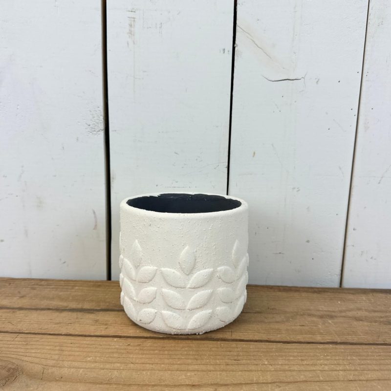 Pottery | Textured White Leaf Pots Home Decor Pottery