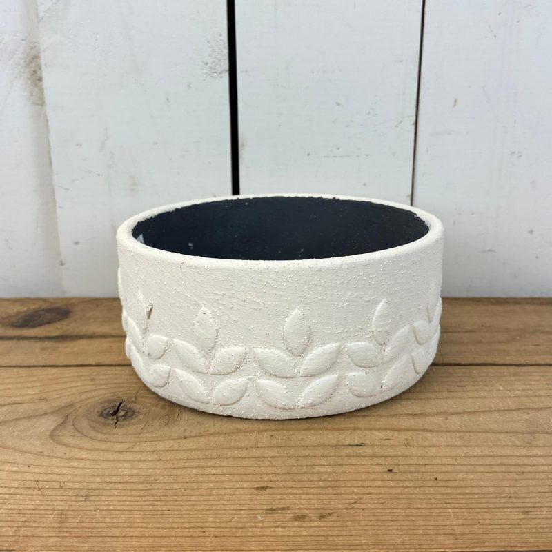 Pottery | Textured White Leaf Pots Home Decor Pottery