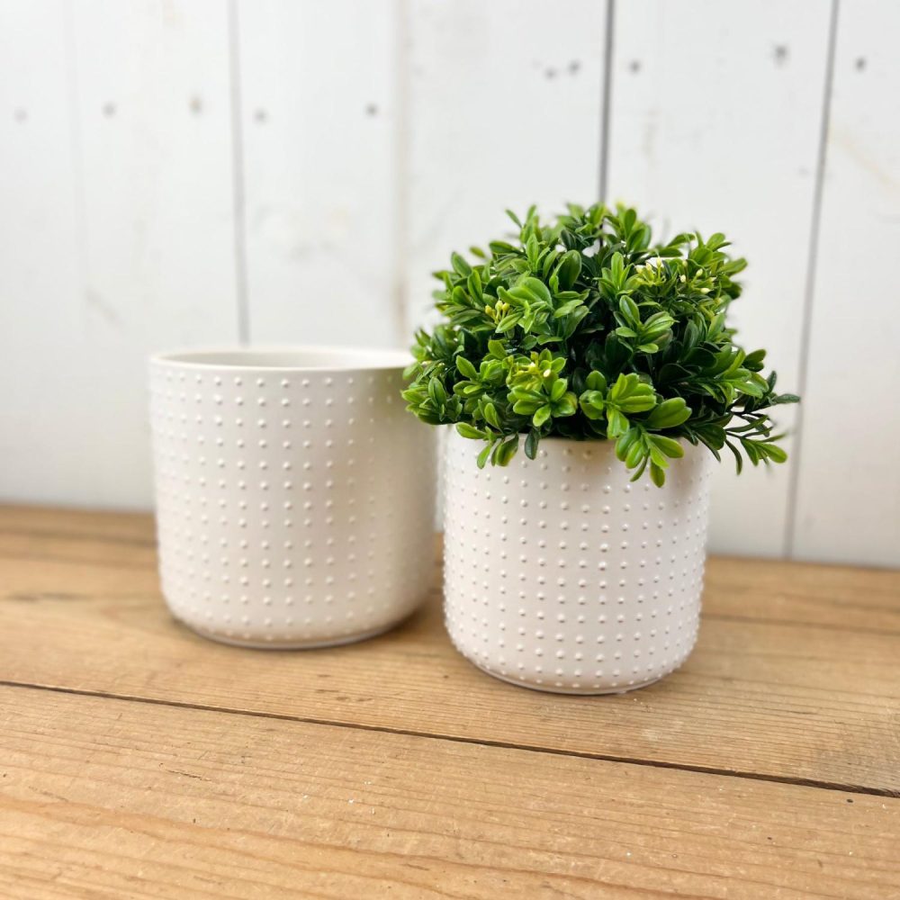 Pottery | Textured White Pots Home Decor Pottery