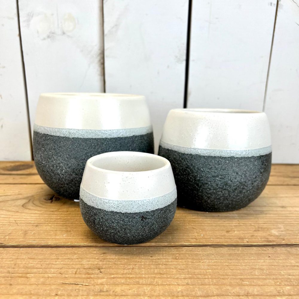 Pottery | Two-Toned Planter – Set of 3 Home Decor Pottery