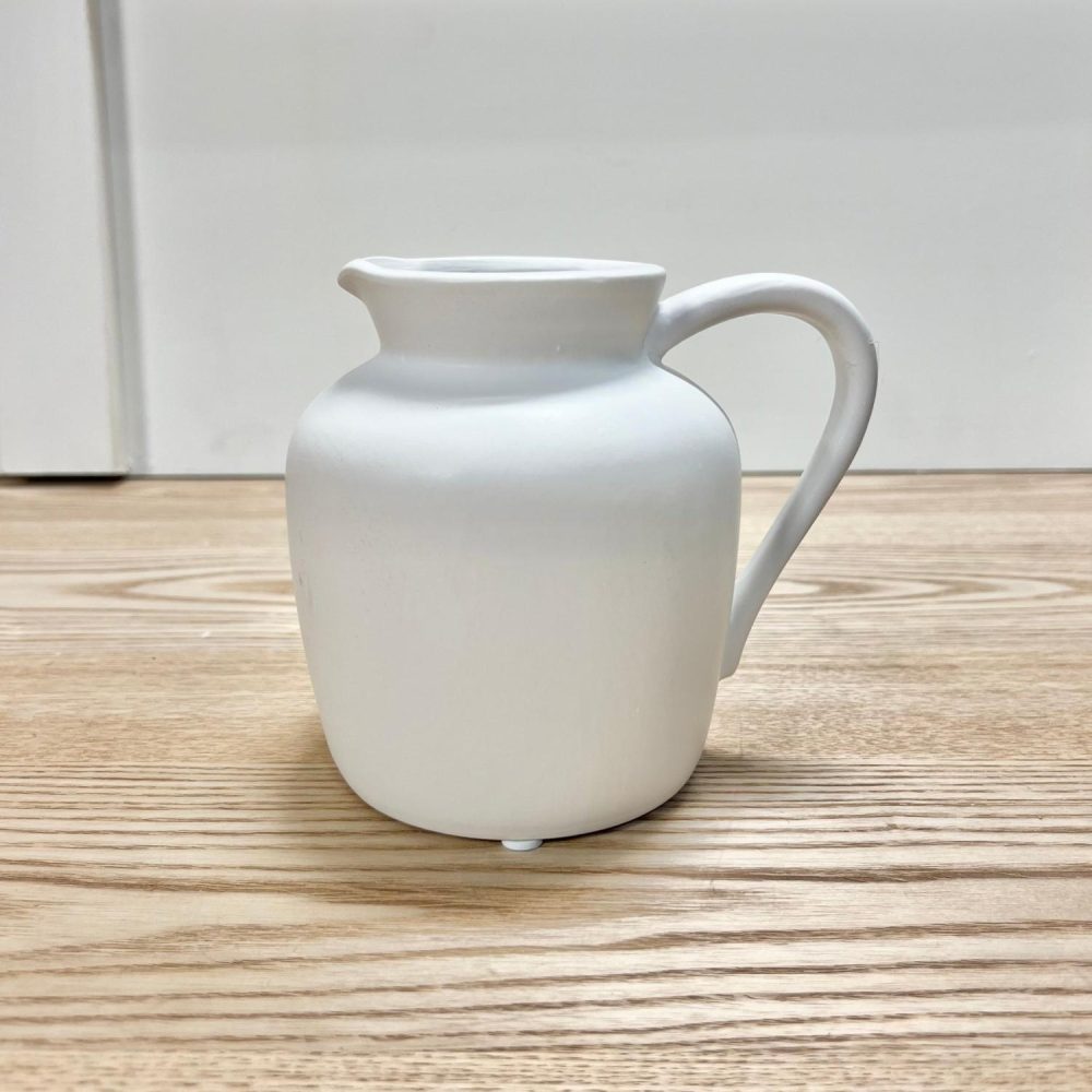 Pottery | White Ceramic Pitcher Home Decor Pottery