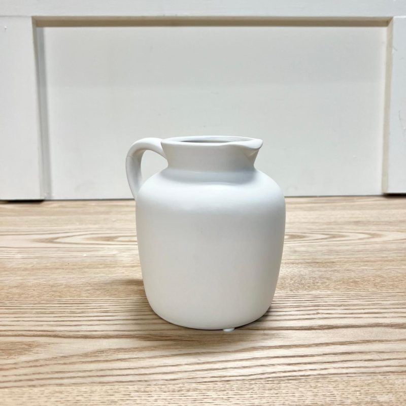 Pottery | White Ceramic Pitcher Home Decor Pottery