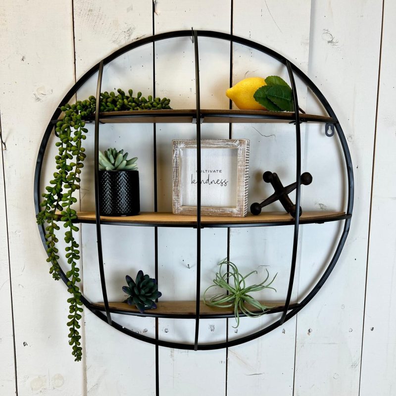 Shelves | Black Metal Wall Shelf with Wood Shelves Shelves Shelves