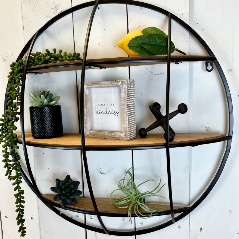 Shelves | Black Metal Wall Shelf with Wood Shelves Shelves Shelves